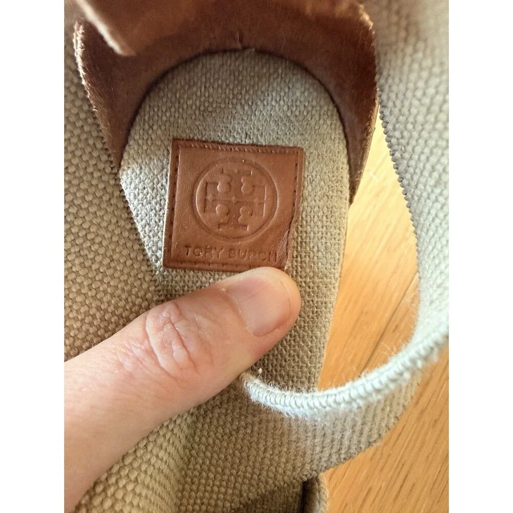 Tory Burch Women's Size 7.5 ‘Natanya’ Linen Blend Cork Espadrille Wedges - Picture 4 of 9